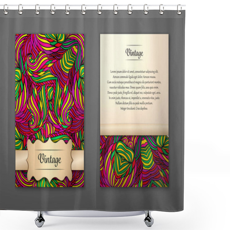 Personality  Card With Tribal Abstract Pattern Shower Curtains