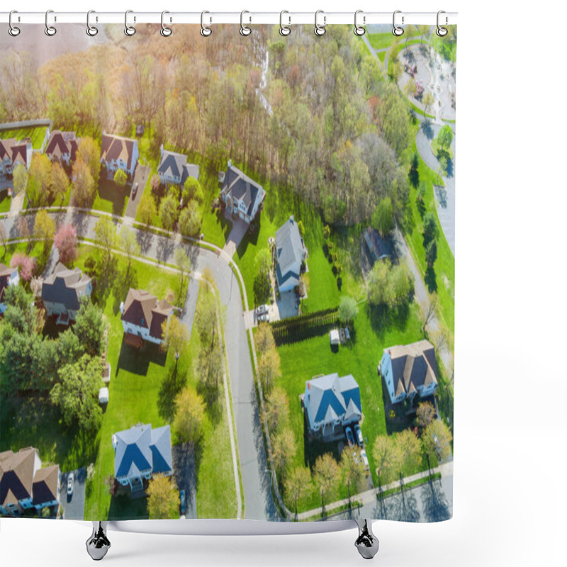 Personality  Panorama Top View Small American Town Urban Lifestyle District Landscape Shower Curtains