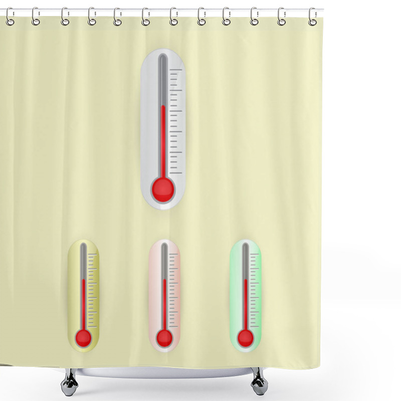 Personality  Illustration Of Vector Thermometers Shower Curtains