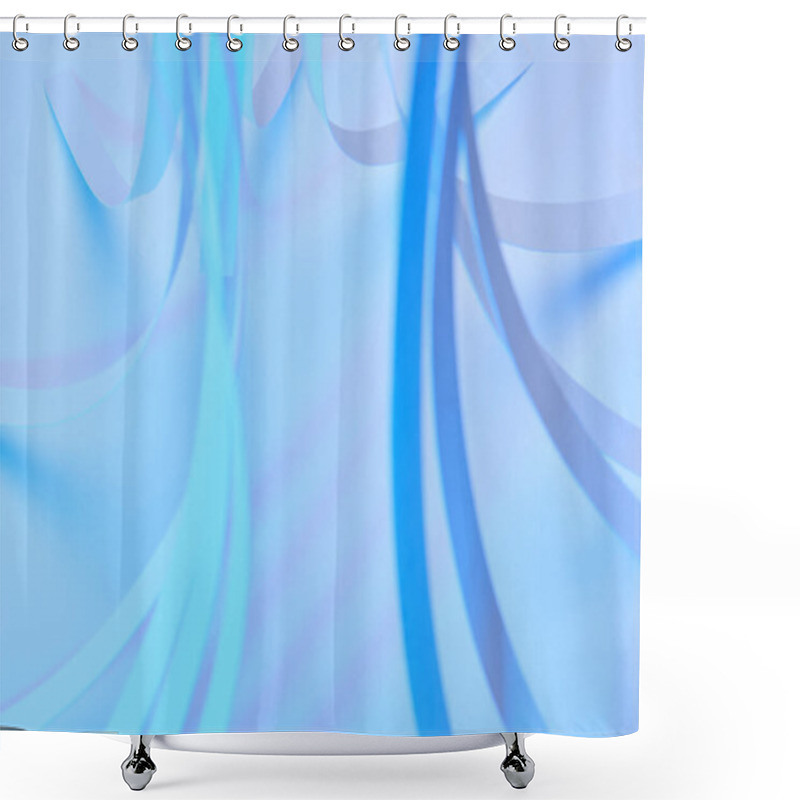 Personality  Close Up View Of Paper Stripes On Neon Blue Background Shower Curtains