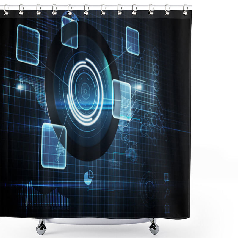 Personality  Futuristic Technology Interface Shower Curtains