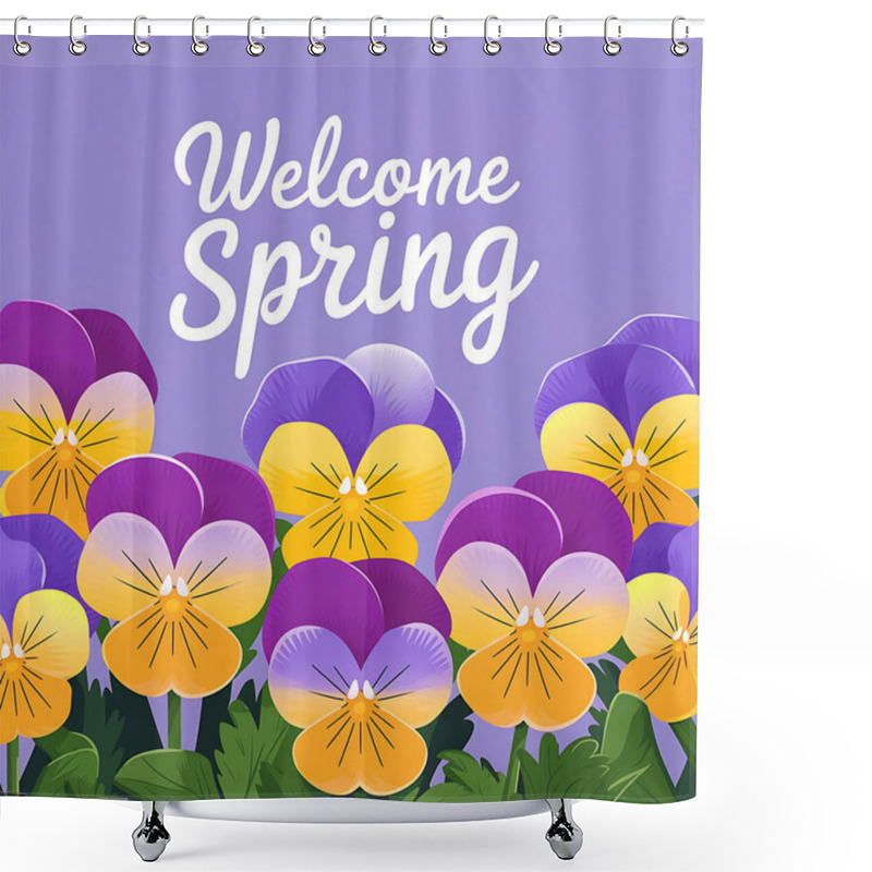 Personality  Vibrant Spring Pansy Welcoming Spring's Arrival Shower Curtains