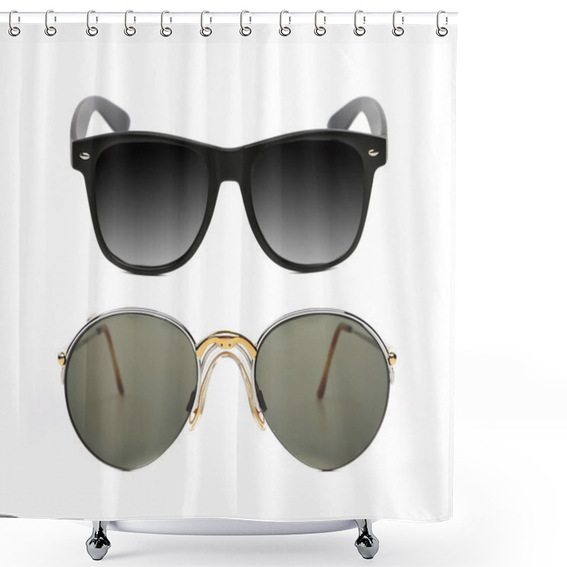 Personality  Two Pair Of Fashionable Sunglasses. Shower Curtains