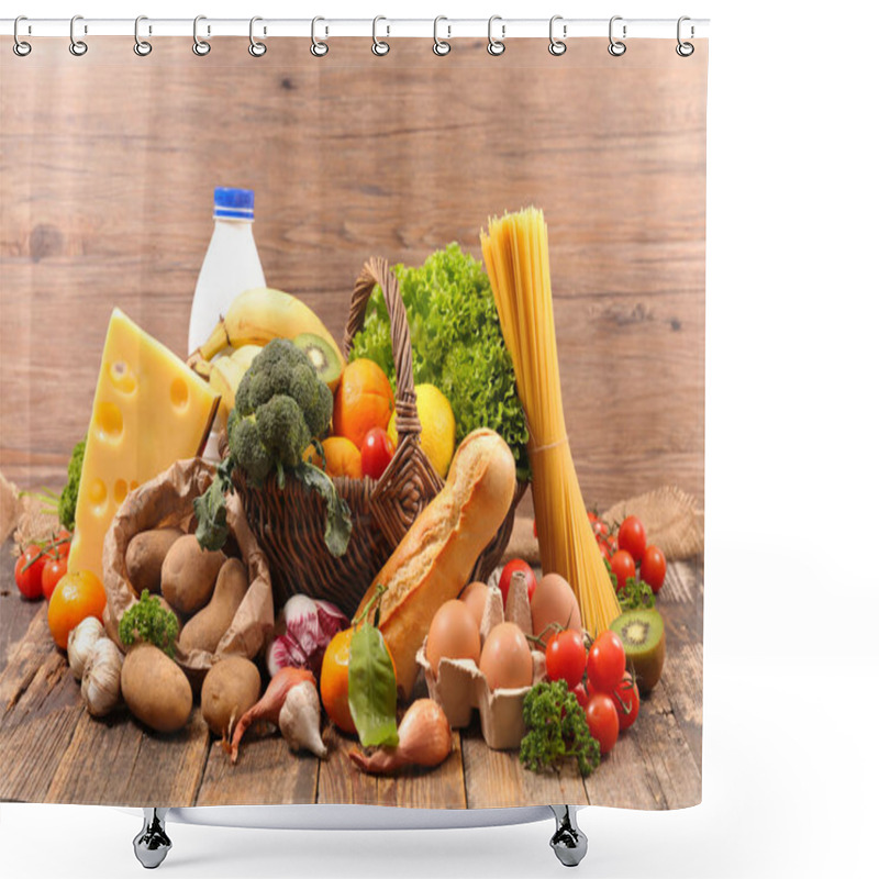 Personality  Composition With Fruits,vegetables,dairy,bread Shower Curtains