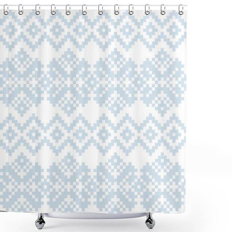 Personality  Sky Blue Christmas Fair Isle Pattern Background For Fashion Textiles, Knitwear And Graphics Shower Curtains