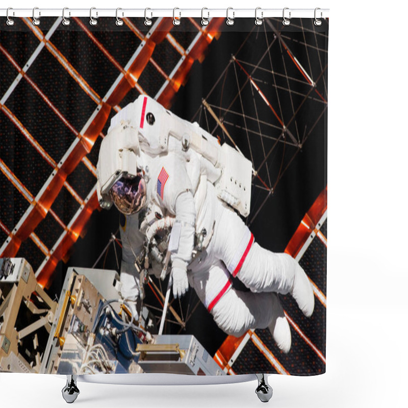 Personality  NASA Astronauts In Space - Background Template - Elements Of This Image Furnished By Nasa Shower Curtains