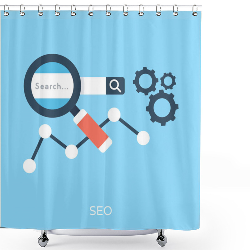 Personality  SEO Flat Vector Icon Shower Curtains