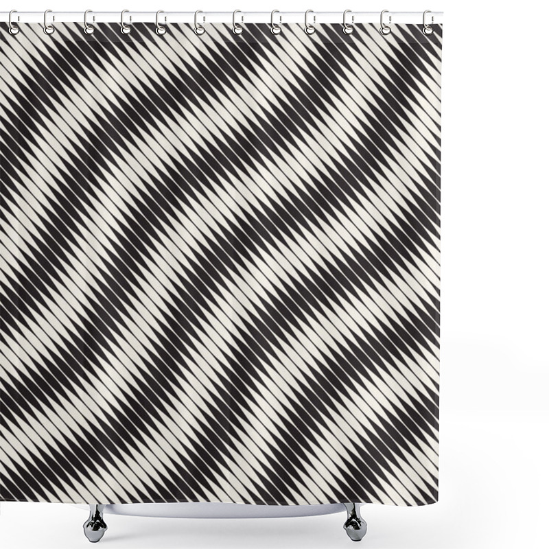 Personality  Wavy Stripes Vector Seamless Pattern. Retro Wavy Engraving Texture. Geometric Zigzag Lines Design. Shower Curtains