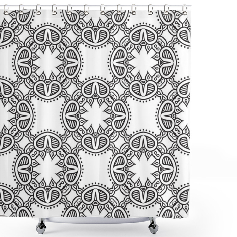 Personality  Graphic Floral Detailed Seamless Vector Pattern Shower Curtains