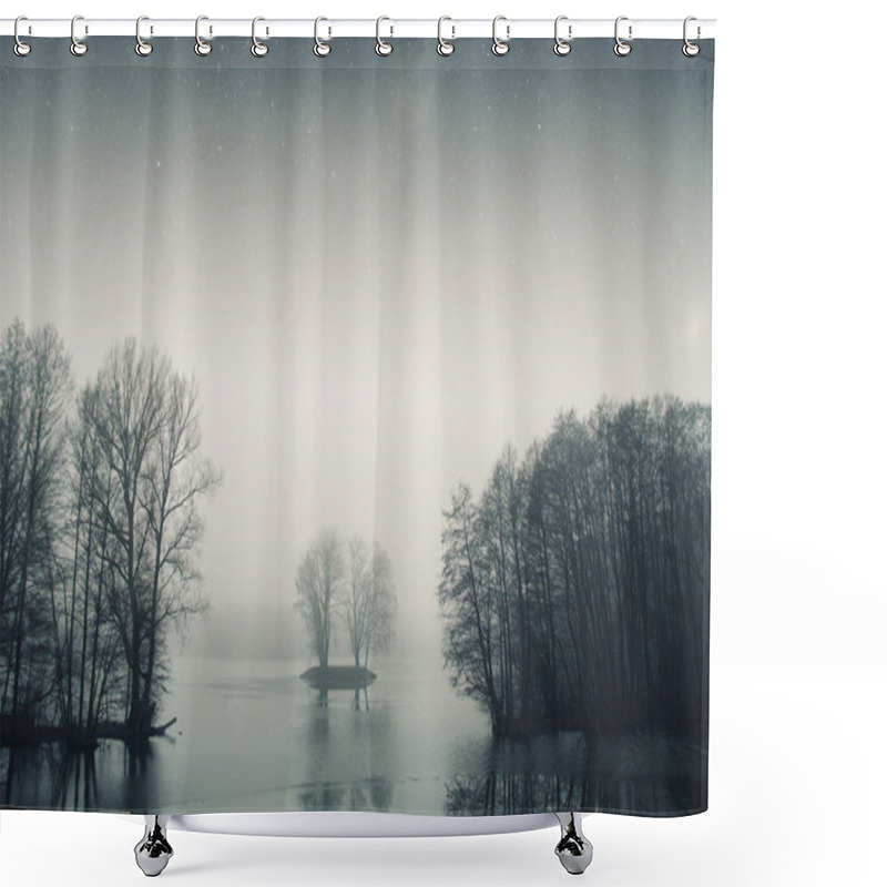 Personality  Night Lake Forest . Elements Of This Image Furnished By NASA Shower Curtains