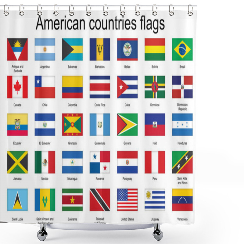 Personality  Icons With Flags Of Americas Shower Curtains