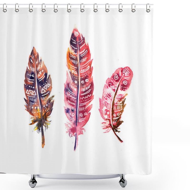 Personality  Sketch Of Feather Shower Curtains