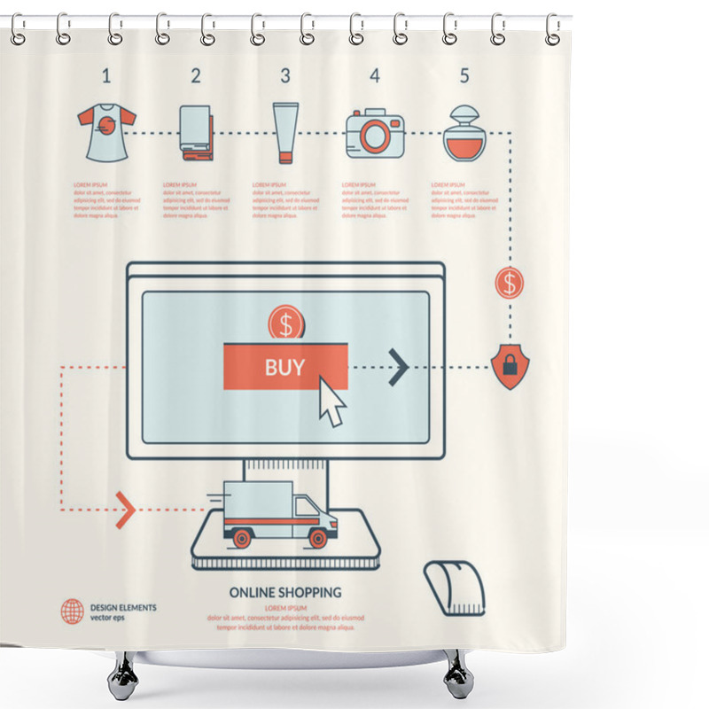 Personality  Store Online. Icons And Illustrations Shower Curtains