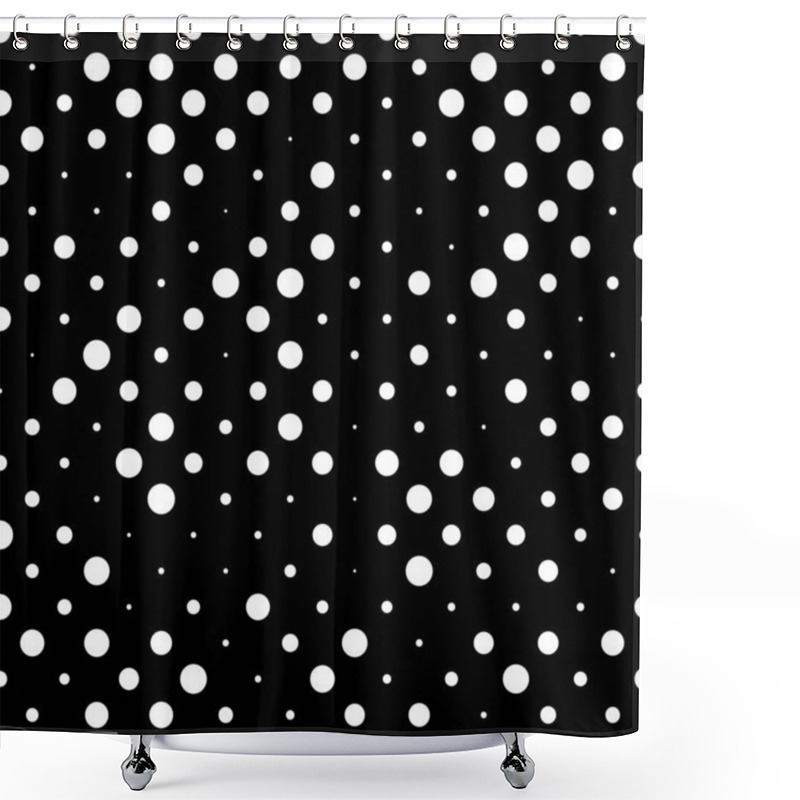 Personality  Random, Scattered Dots, Circles. Dotted, Spots Background, Texture, Backdrop And Pattern. Stipple, Stippling Effect. Pointillist, Pointillism Polka Dots Element Shower Curtains