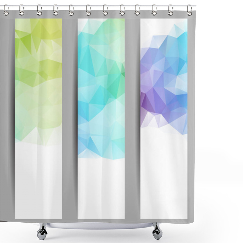 Personality  Set Of Banners With Abstract Triangles Shower Curtains