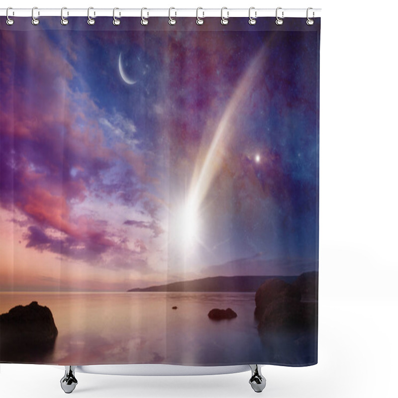 Personality  Mystical Sign In Sky - Falling Comets With Long Tails Shower Curtains