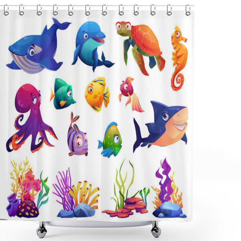 Personality  Underwater Sea Ocean Animals And Seaweeds Algae Shower Curtains