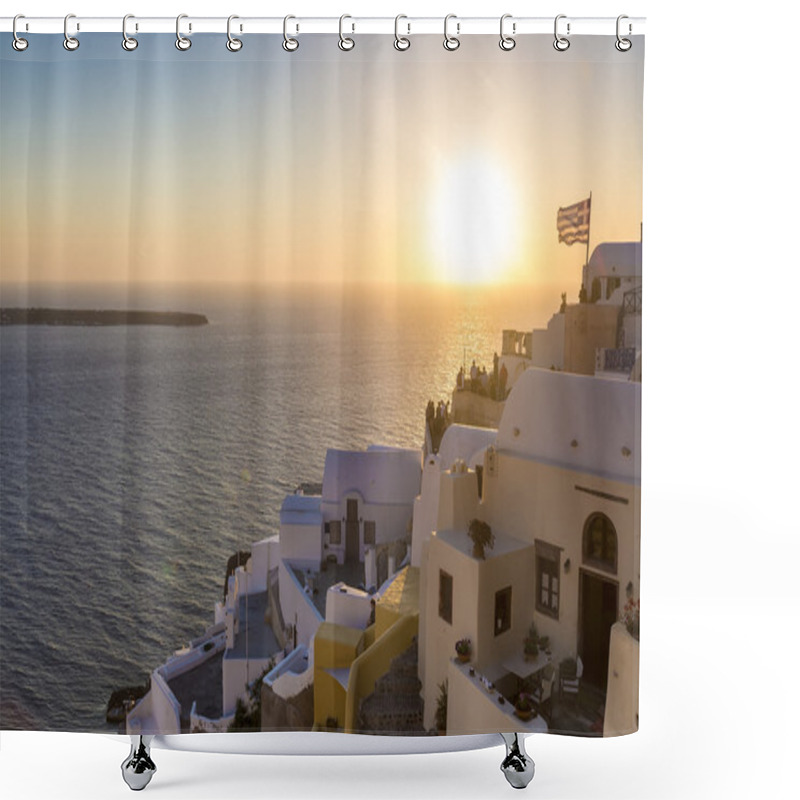 Personality  View Of Oia Traditional White Houses And Old Castle Of Oia, Sant Shower Curtains