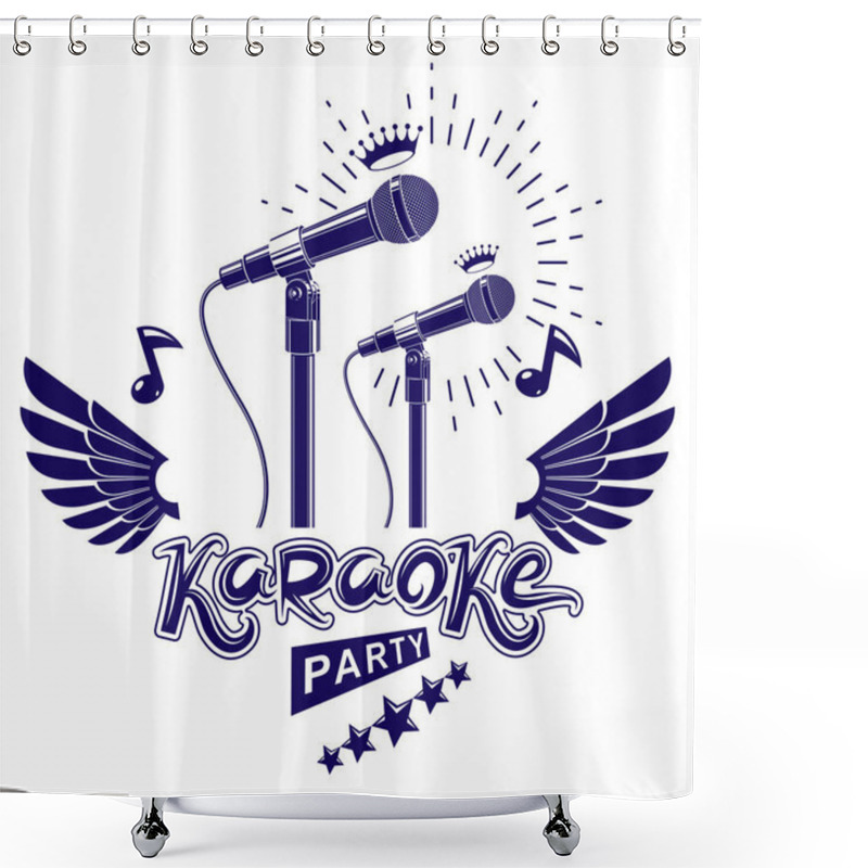 Personality  Karaoke Party Promotion Poster Design Composed Using Musical Not Shower Curtains