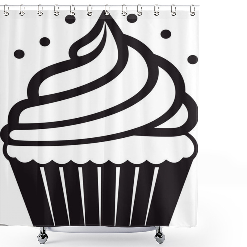 Personality  Cup Cake Vector Illustration For Logos, Tattoos, Stickers, T-shirt Designs Shower Curtains