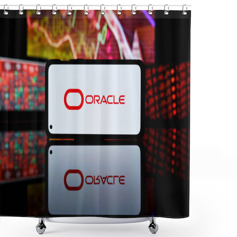 Personality  Paris, France - 2023 March 28: Oracle Company Shares Dropped Down At Stock Market. Oracle Company Financial Crisis And Failure.  Shower Curtains