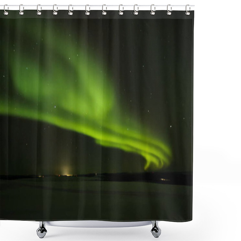 Personality  Northern Light (aurora Borealis) In The Horizon Above Ivalo From Saariselka In Finnish Lapland. Shower Curtains