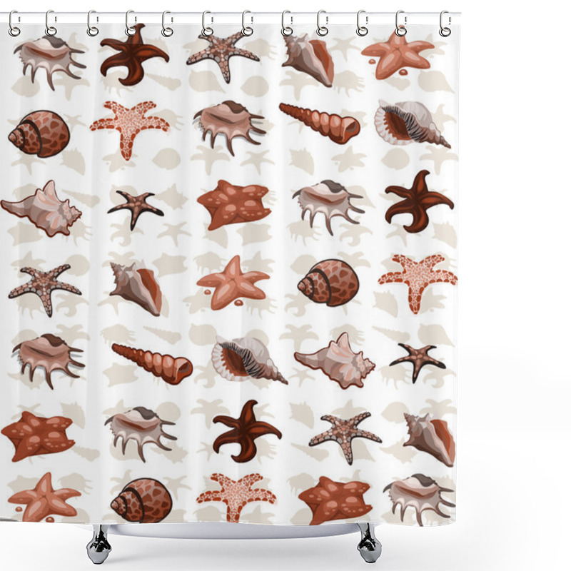 Personality  Set Of Shellfish And Sea Creatures Shower Curtains