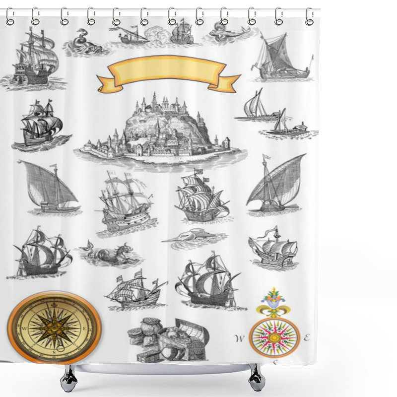 Personality  Pirate Map Shower Curtains