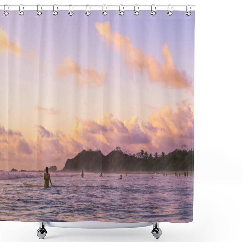 Personality  Sunset On Guiones Beach, Guanacaste, Costa Rica Shower Curtains