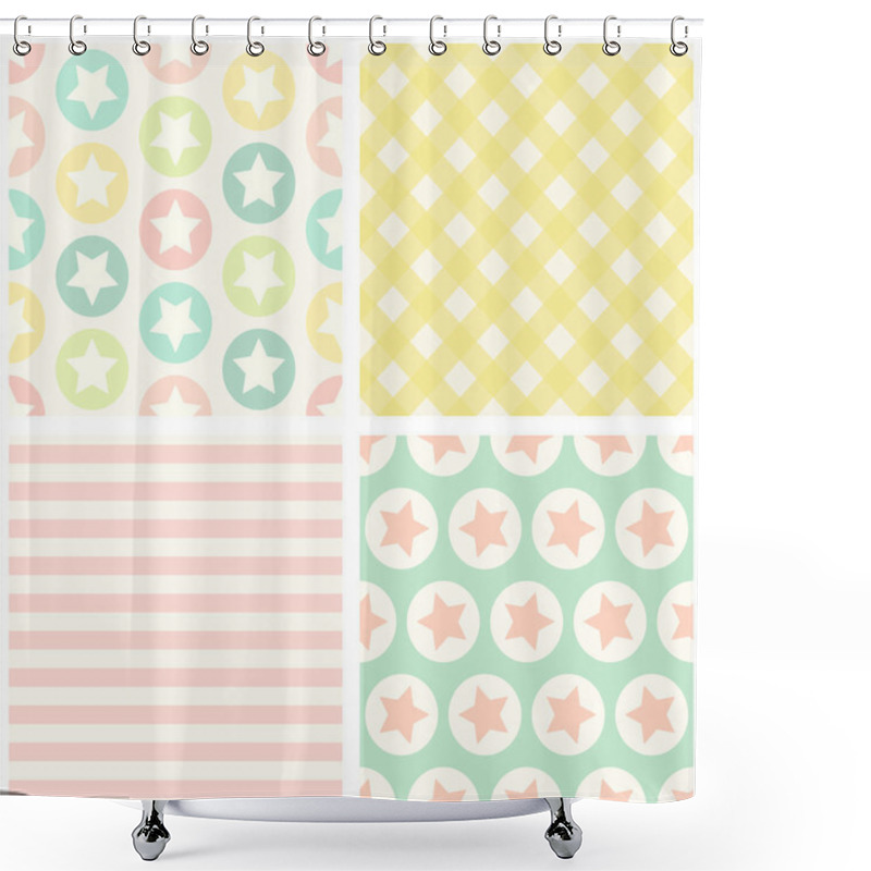 Personality  Four  Retro Seamless Patterns Shower Curtains