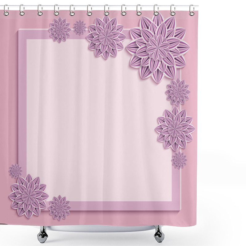 Personality  Festive Frame With Purple 3d Paper Flowers Shower Curtains