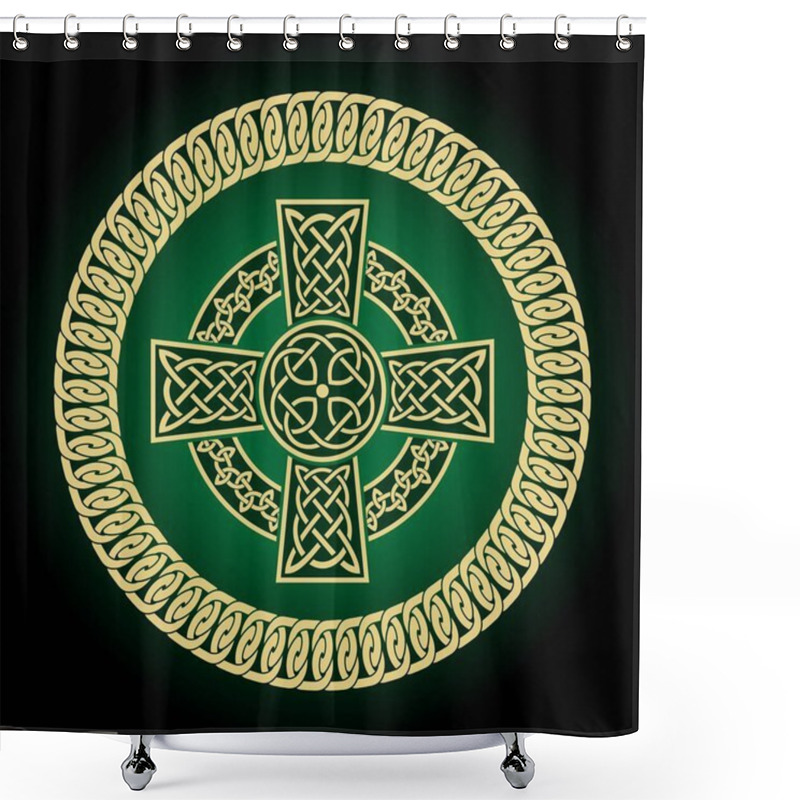 Personality  Celtic Cross Vector Illustration. Celtic Symbol. Highly Detailed With Irish Traditional Shower Curtains