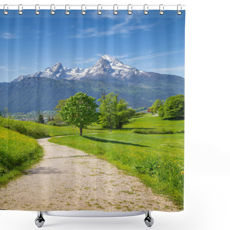 Personality  Idyllic Scenery In The Alps With Hiking Trail And Green Meadows  Shower Curtains