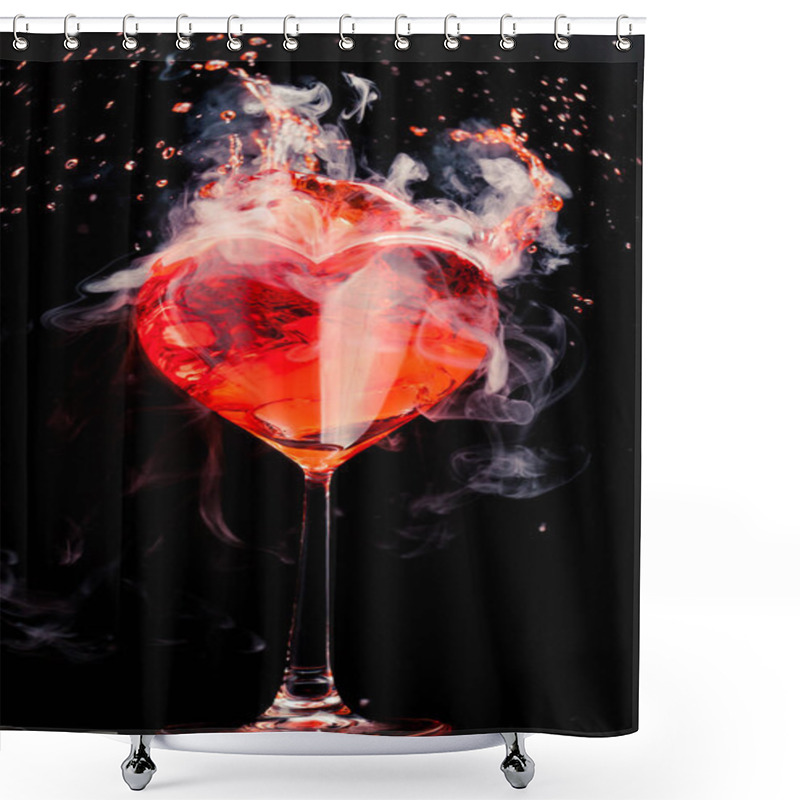 Personality  Abstract Heart Shaped Red Cocktail With Splash And Ice Vapor Shower Curtains