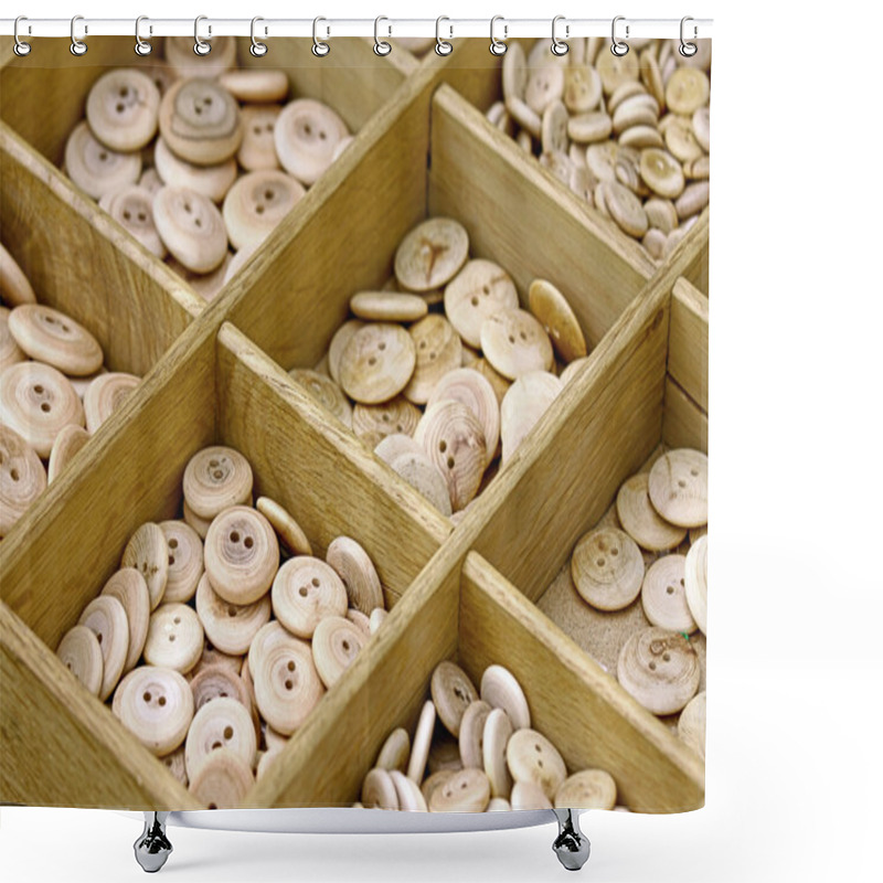 Personality  Wooden Buttons Shower Curtains