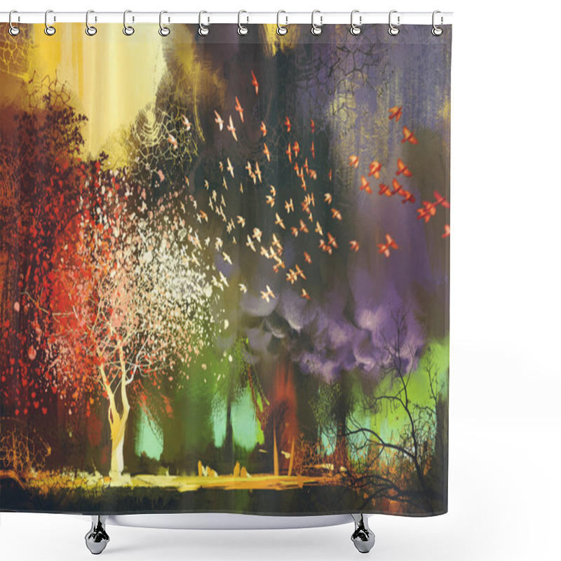 Personality  Fantasy Landscape With A Mysterious Trees Shower Curtains