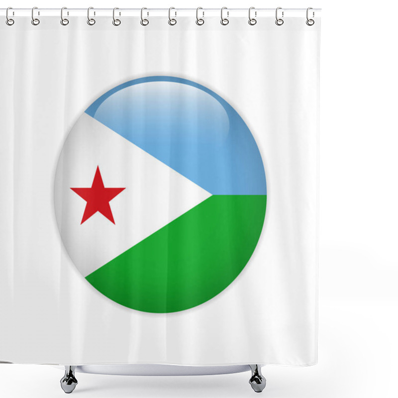 Personality  Djibouti Flag On Button Shower Curtains