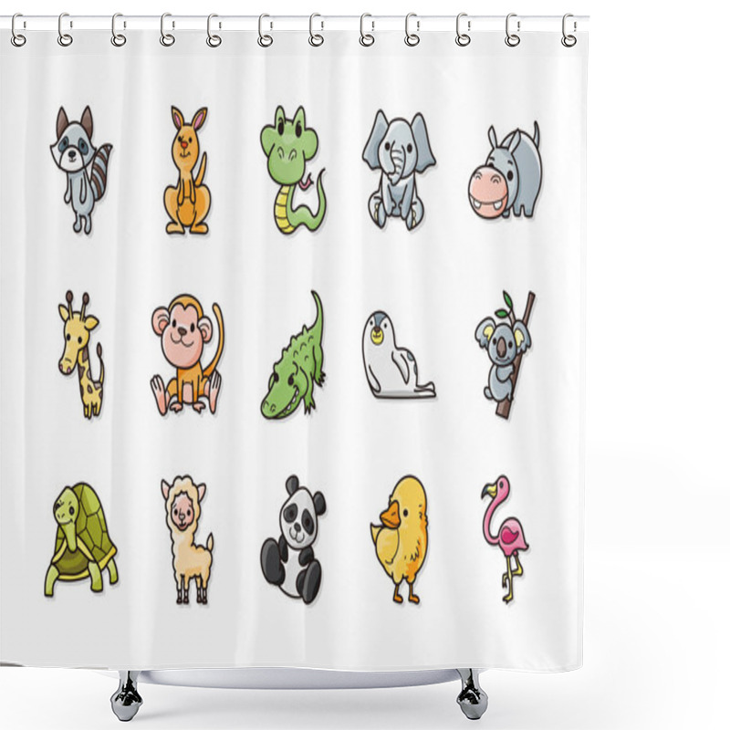 Personality  Funny Animals Icons Set,eps10 Shower Curtains