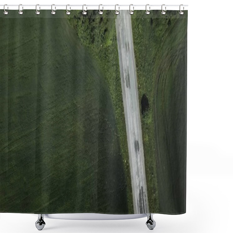 Personality  A Lush Green Field Is Beautifully Seen From Above, Showcasing The Stunning Beauty Of Nature In Its Essence. Clip Shower Curtains