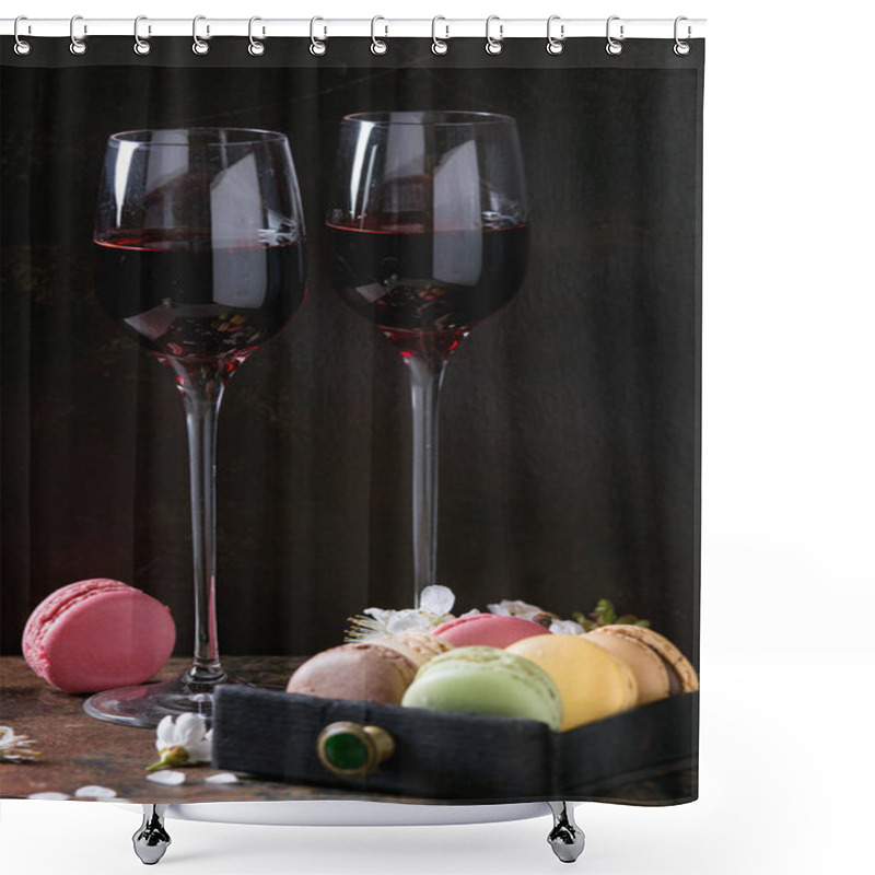 Personality  Port Wine With French Dessert Macaroons Shower Curtains