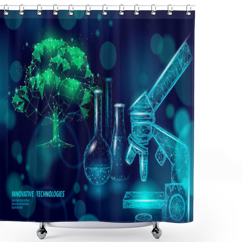 Personality  Innovation Biological Eco Education School. E-learning Distance Concept. Graduate Certificate Program Concept. Low Poly 3D Internet Education Vector Illustration Shower Curtains