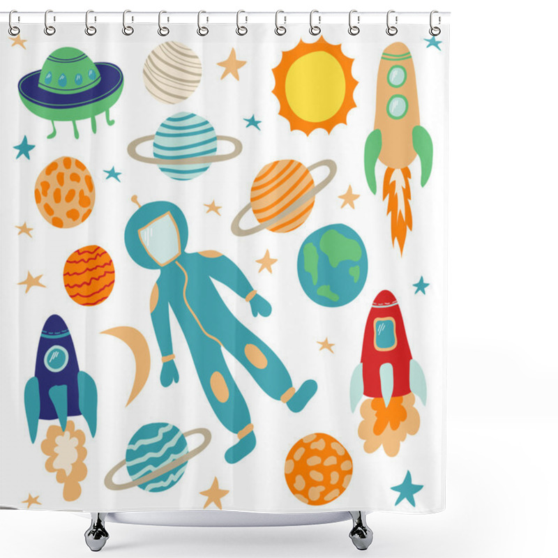 Personality  Set Of Space Design Elements Shower Curtains