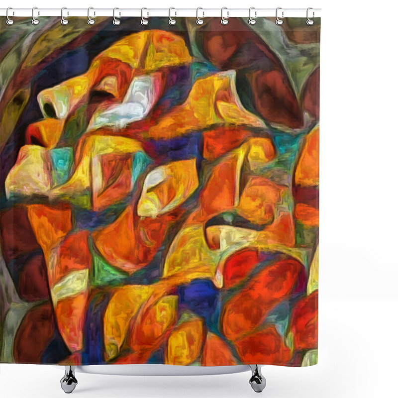 Personality  Being Human Series. Inner Melody. Stylized Female Portrait On Subject Of Psychology Of Inner Self, Artistic Mind, Mental Fragmentation And Creativity. Shower Curtains