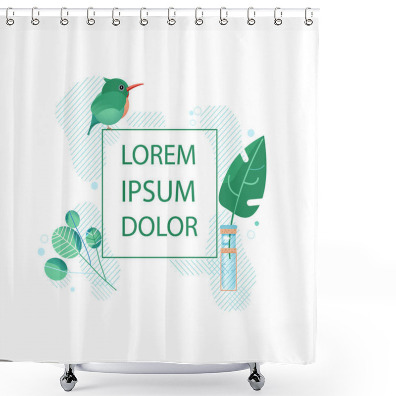 Personality  Urban Garden. Green Leaves Of Exotic Plants. Flower In Glass Bottles. Flat Style Shower Curtains