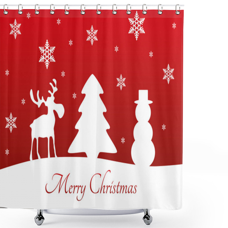 Personality  Vector Christmas Tree Reindeer Snowman Shower Curtains