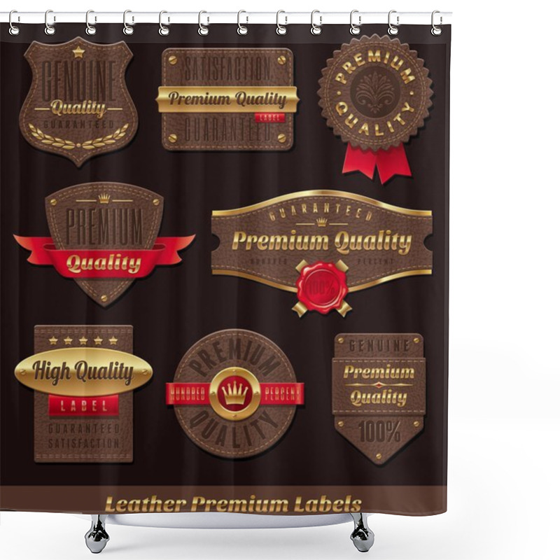 Personality  Set Of Leather & Gold Premium And Quality Labels Shower Curtains