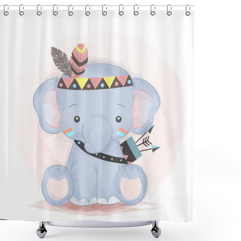 Personality  Cute Baby Elephant Illustration, Animal Clipart, Baby Shower Decoration, Woodland Illustration. Shower Curtains