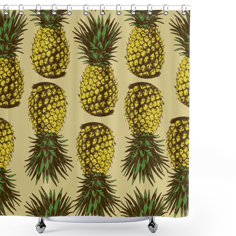 Personality  Hand Drawn Pineapples Shower Curtains