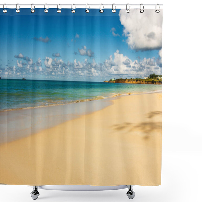 Personality  Caribbean Beach With White Sand, Deep Blue Sky And Turquoise Water Shower Curtains