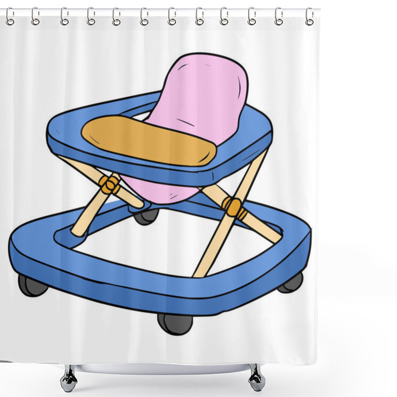 Personality  Baby Walker Illustration Hand Drawn Isolated Vector Shower Curtains